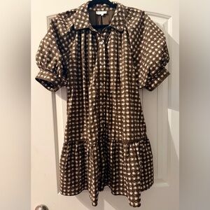 Brown and White Patterned Dress